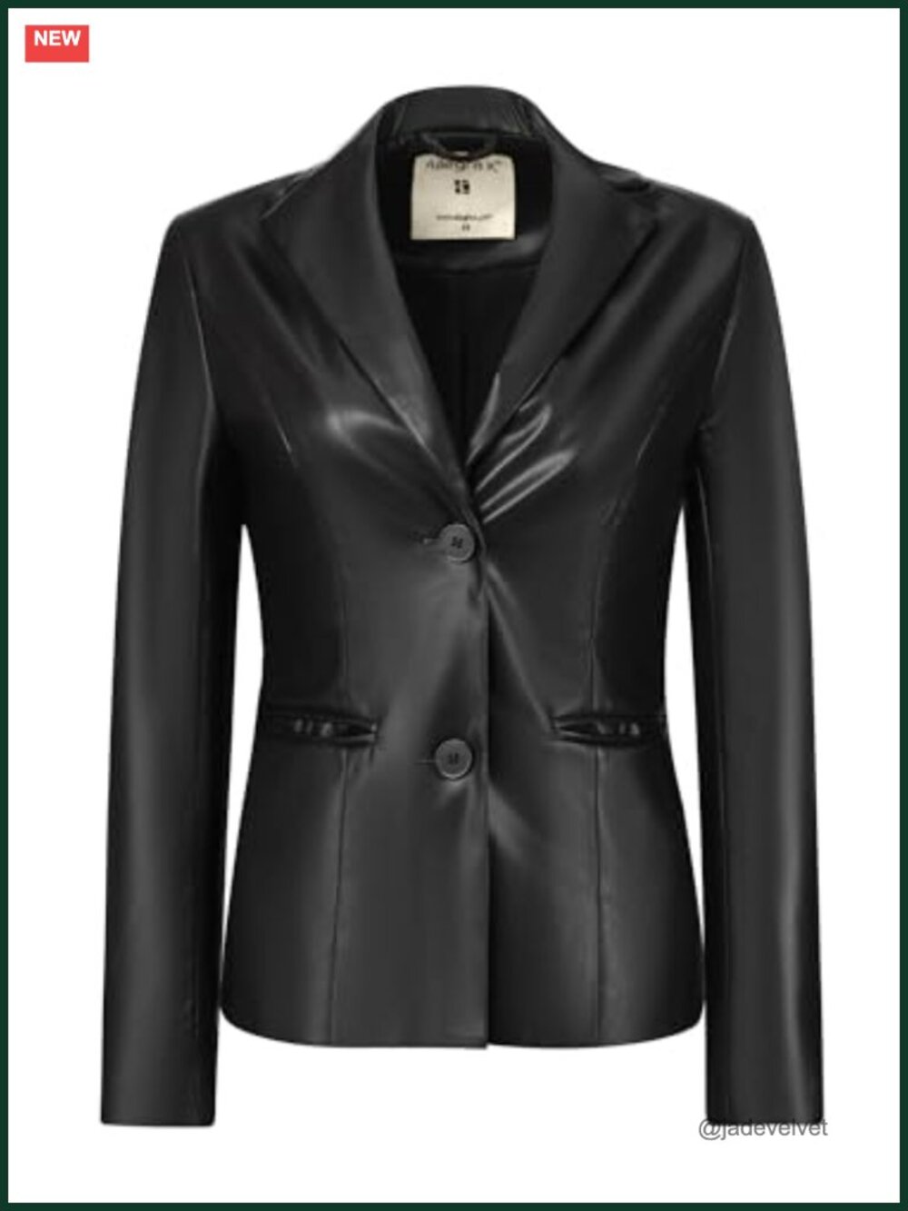 Faux Leather Button Down Blazer Jacket Slim Fit Notched Lapel Business Casual